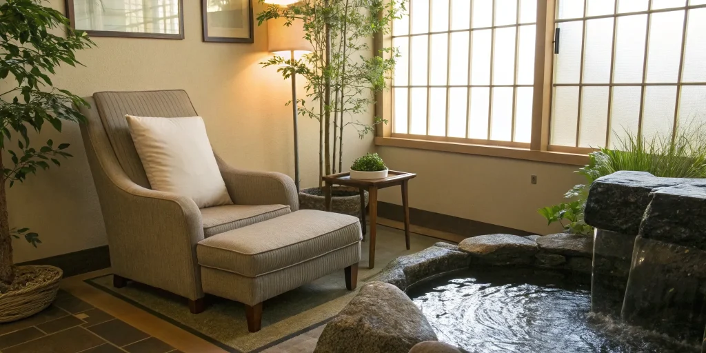 Addiction treatment cost guide: Tranquil room setting.